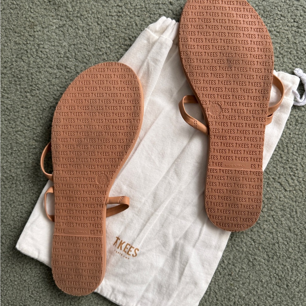 TKEES Sarit Leather Sandal in Nude/Pout with Slip On Strap, Size 8 / 39 - Picture 8 of 10